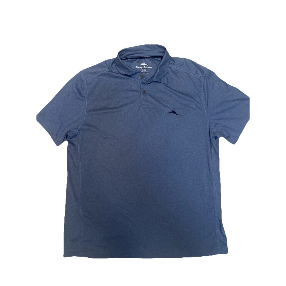 Tommy Bahama Shirt Mens Large Blue‎ Performance Short Sleeve Polo Golf Active